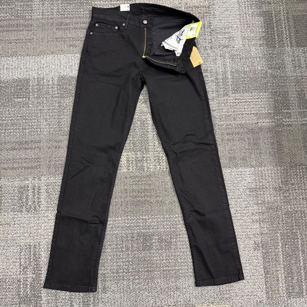 Levis 511 Slim Jeans Mens 34x34 Black Solid Classic 5-Pocket Denim Pants